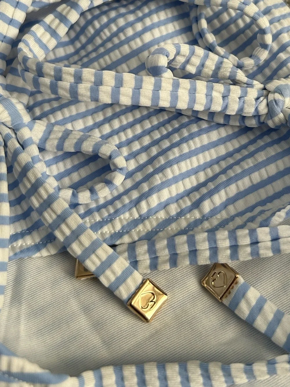 Kate Spade Light Diamond Blue White Striped Bikini Set